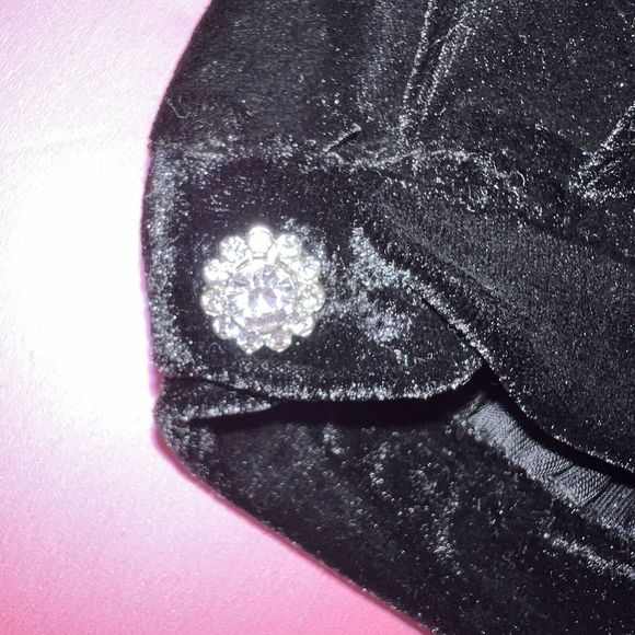 NWT Zara S DRESS VELOUR BLACK SHORT RUFFLED SILVER crystallized BUTTONS - Picture 3 of 5